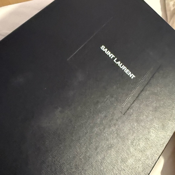 Saint Laurent Black Croc-Embossed Clutch with Gold Chain - Picture 5 of 12